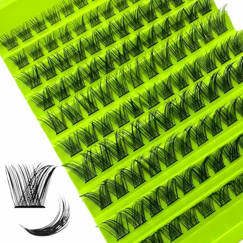 Lashes Cluster 120 Pcs Individual Eyelashes D Curl 8-16mm, DIY Lash Extension Kit False Lashes Soft Fluffy Eyelash Clusters (Green)