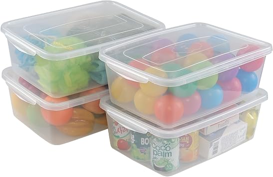 14 Liters Clear Latching Box, Plastic Container with Lids Set of 4