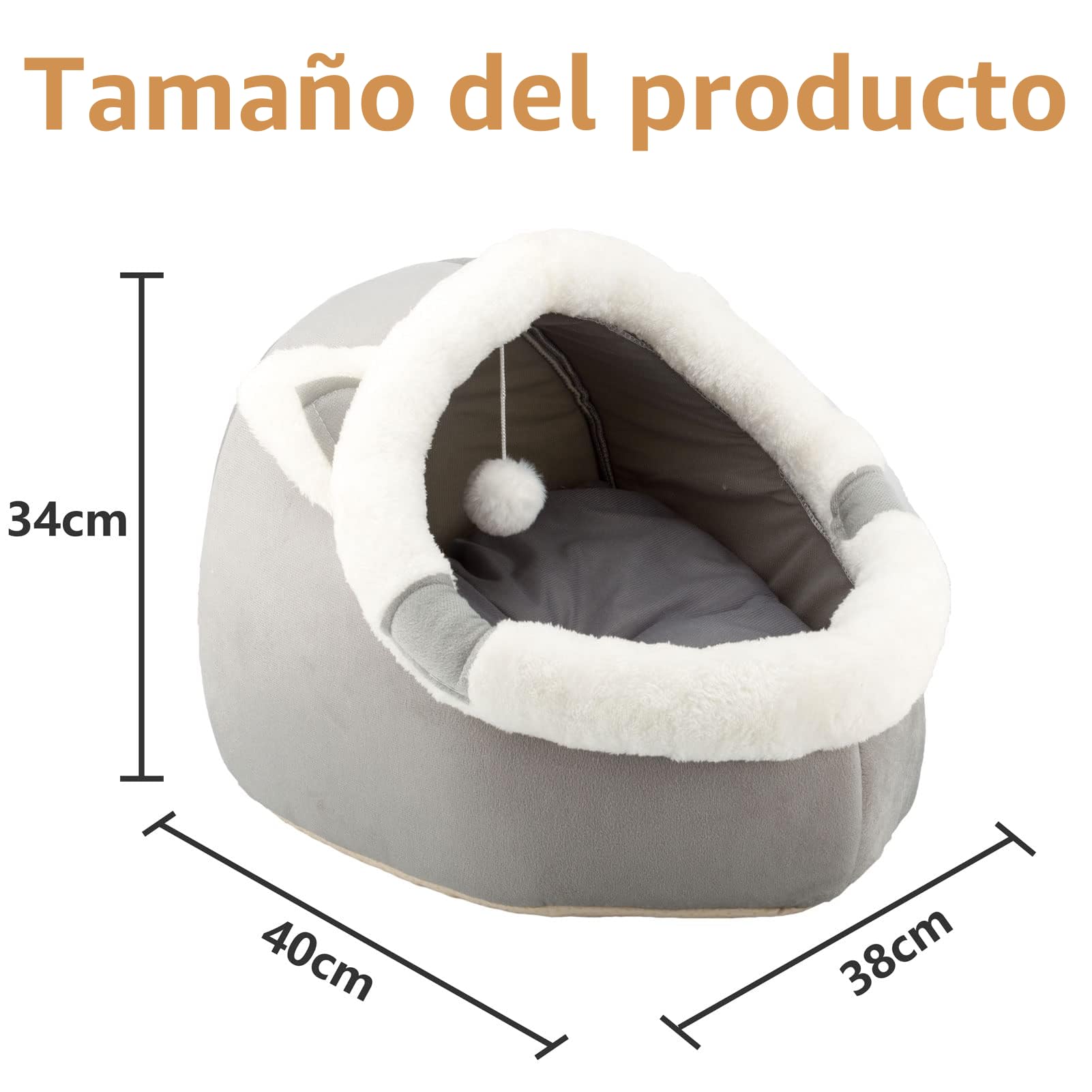 Camas para Gatos para Interiores con Juguete Colgante, Cama pequeña para Perros Antideslizante, Tienda de campaña para Gatitos, Almohada Acolchada extraíble,Ideales para Gatos y Cachorros o Conejos
