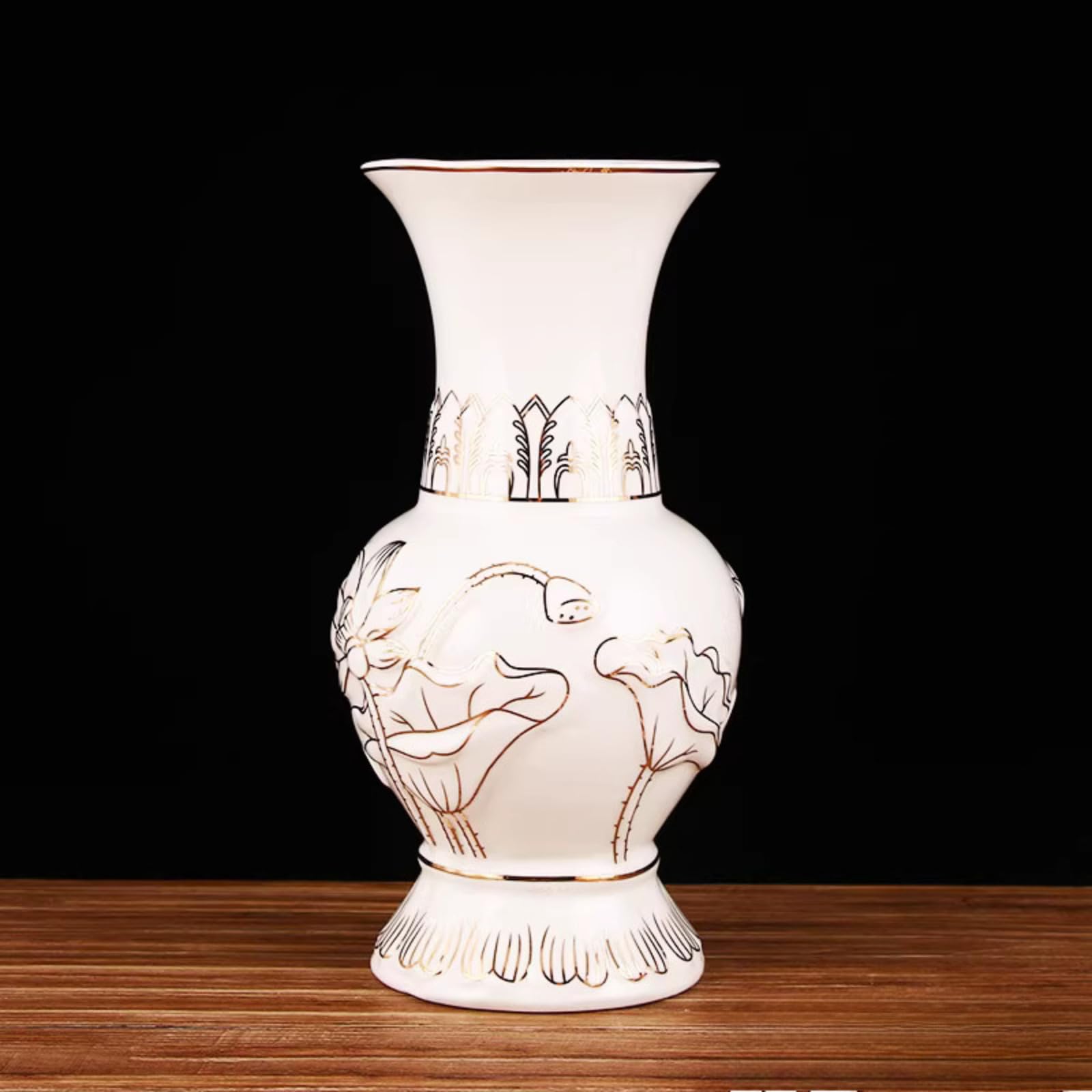 Vase bouddhiste en céramique Guanyin blanc de 19,5 cm pour autel