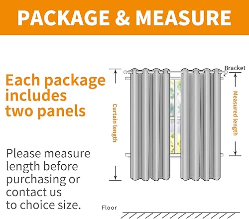 Miniatura 8 de YoungsTex Cortinas de lino de 63 pulgadas de largo, cortinas de lino gris oscuro con ojales de bronce, filtran la luz, cortinas de ventana para sala