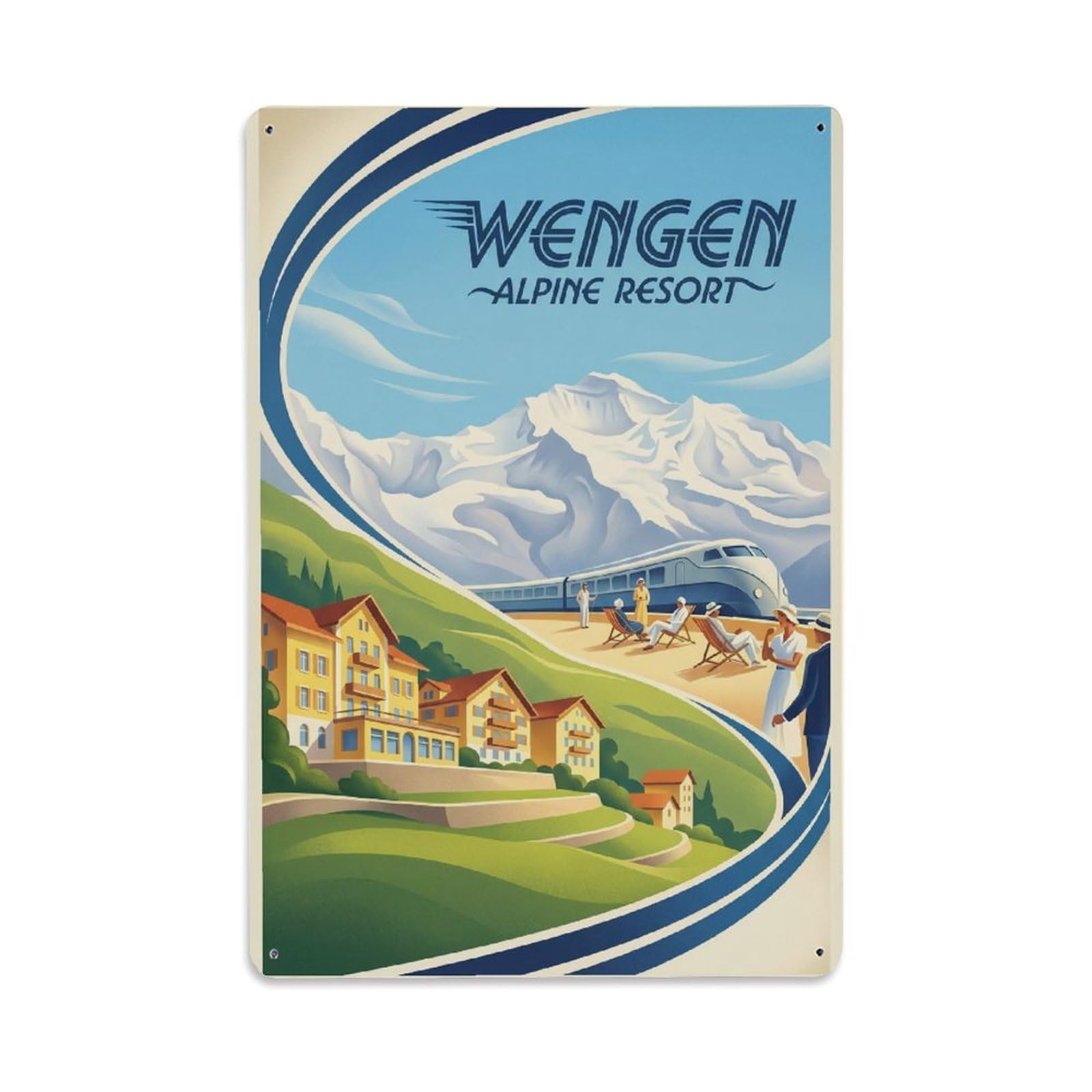 Gead 8X12inch Style Vintage Travel Switzerland Alpine Village Metal Tin Sign