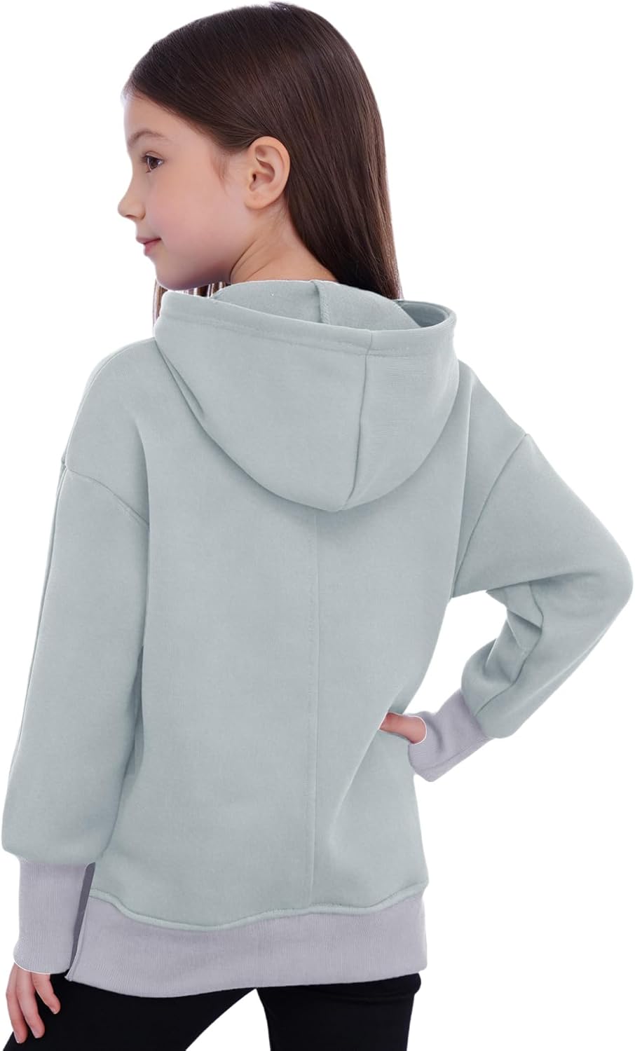 FEESHOW Kids Girls Casual Hoodies Fleece Lined Side Slit Pullover Sweatshirts with Thumbholes for Jogging Running