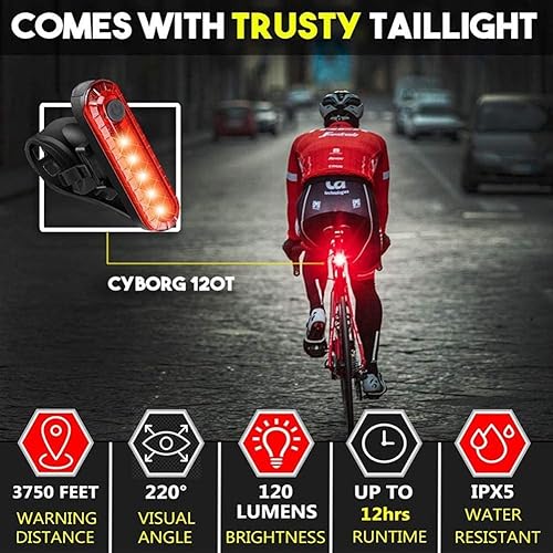 Miniatura 4 de Juego de luces de bicicleta recargables por USB, faros delanteros y traseros para bicicleta, 4 modos de luz para hombres, mujeres, niños, ciclismo