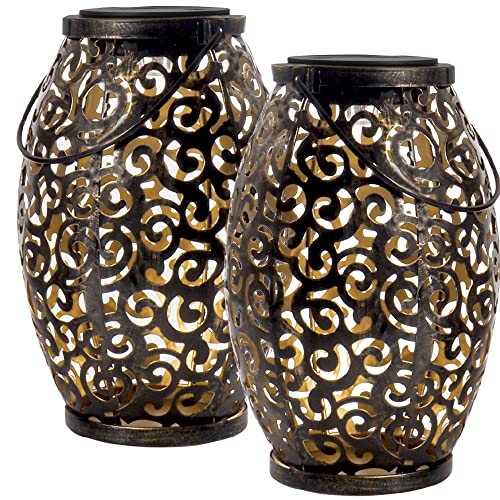 Gadgy - Juego de 2 faroles solares LED para exteriores, impermeables, estilo marroquí, luces decorativas para jardín, terraza y balcón, Decoracion Jardin Exterior - imagen 9