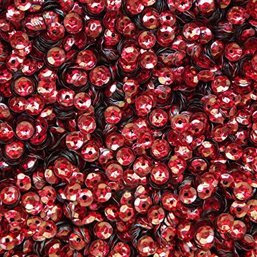 6mm Cup Sequins Red Hologram Glitter Sparkle Metallic Medium Hole Made in USA