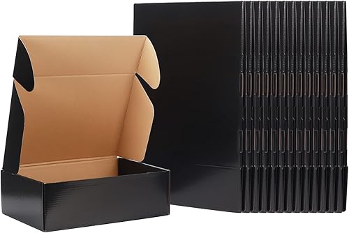 EXYGLO Cajas de cartón de envío de 12 x 9 x 4 pulgadas para pequeñas empresas embalaje y correo paquete de 20 unidades color negro EXYGLO Cajas de cartón de envío de 12 x 9 x 4 pulgadas para pequeñas empresas embalaje y correo paquete de 20 unidades color negro
