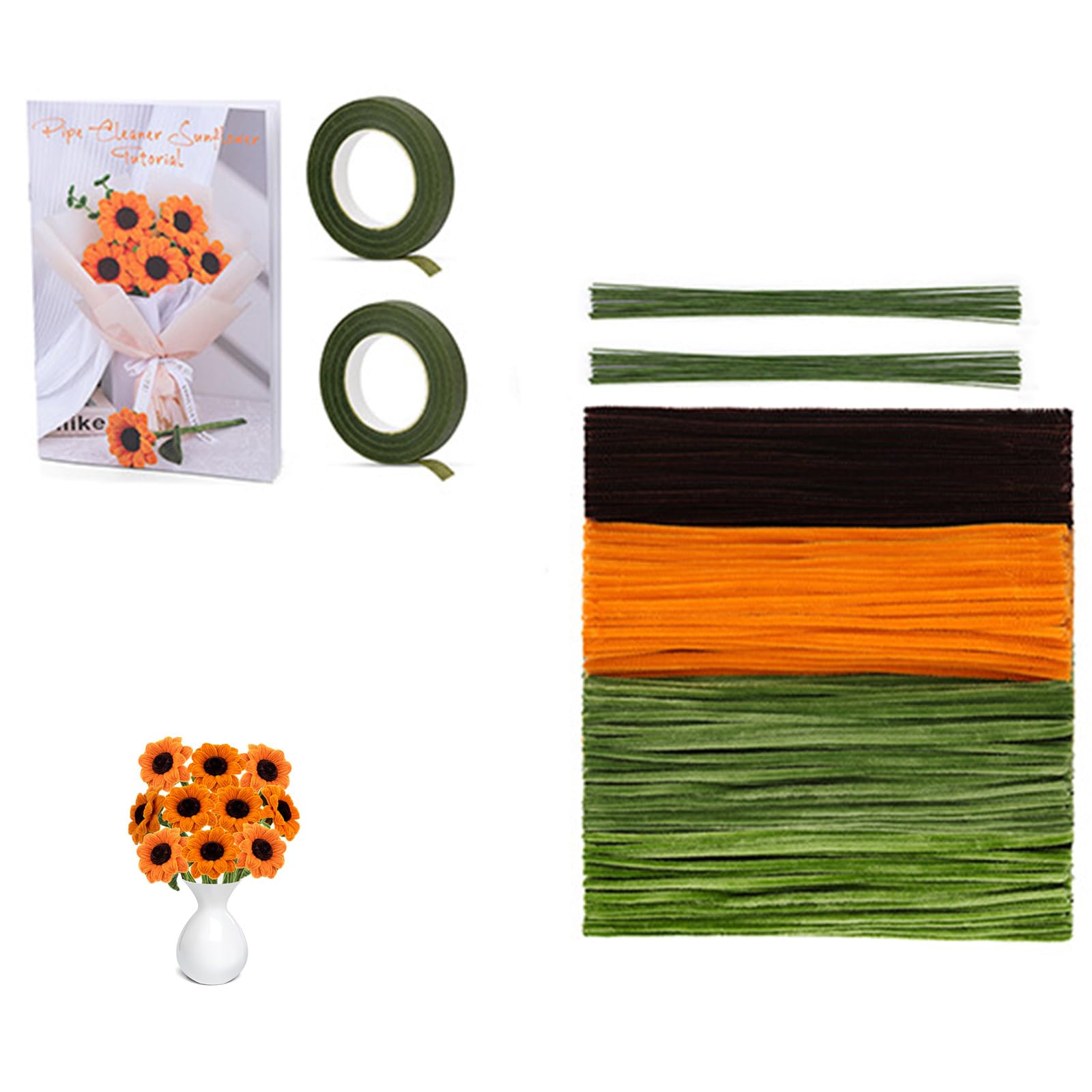 Tsophreniq Tulips/Sunflowers Bouquet Craft Supplies Bendable Wire Stems for Florals Creative Accessory Flower Materials