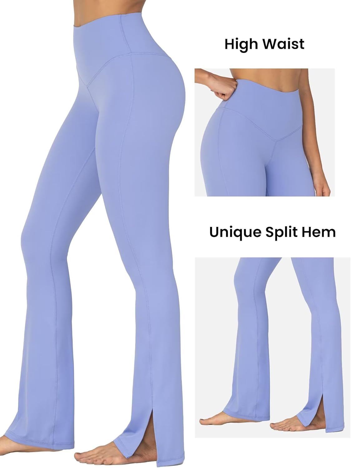 Sunzel Sunzfly Split Hem Flare Leggings for Women, High Waisted Casual Bootcut Flared Yoga Pants with Tummy Control - Image 3