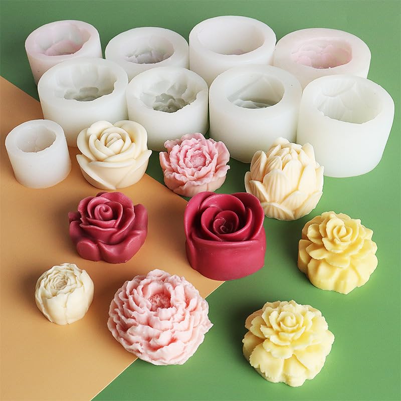TROYSINC Siliconen vorm kaars 3D rozen bloemen kaarsvorm siliconen, kaarsvormen om te gieten hars vorm roos siliconen vorm voor geurkaarsen, chocolade, ijsblokjes