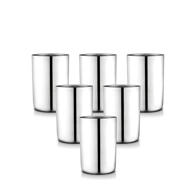JENSONS Stainless Steel Elegant 6 PCS Heavy Gauge Tumbler (Glass)