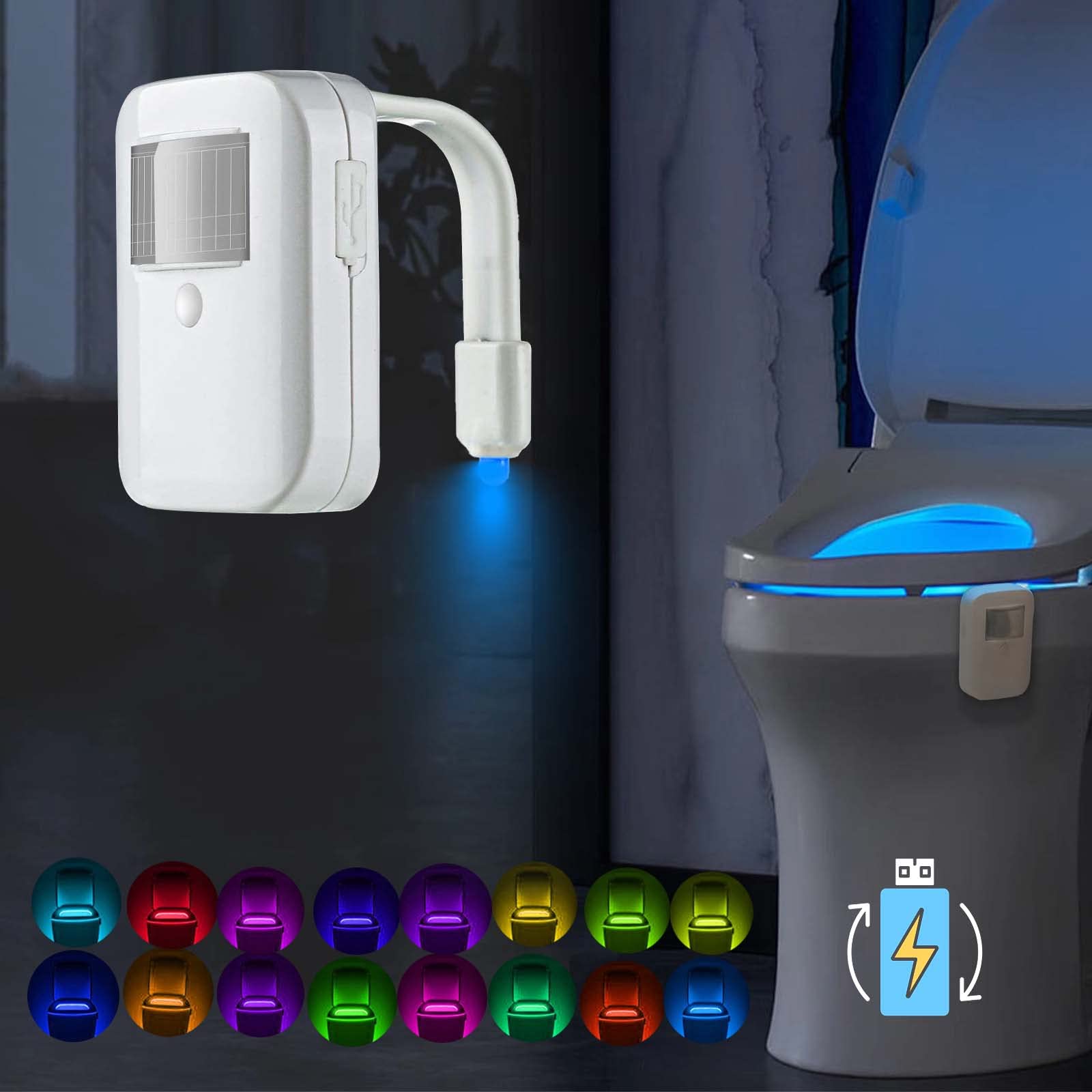 Duety LED Toilet Night Light Motion Sensor Toilet Seat Night Light, 16 ...
