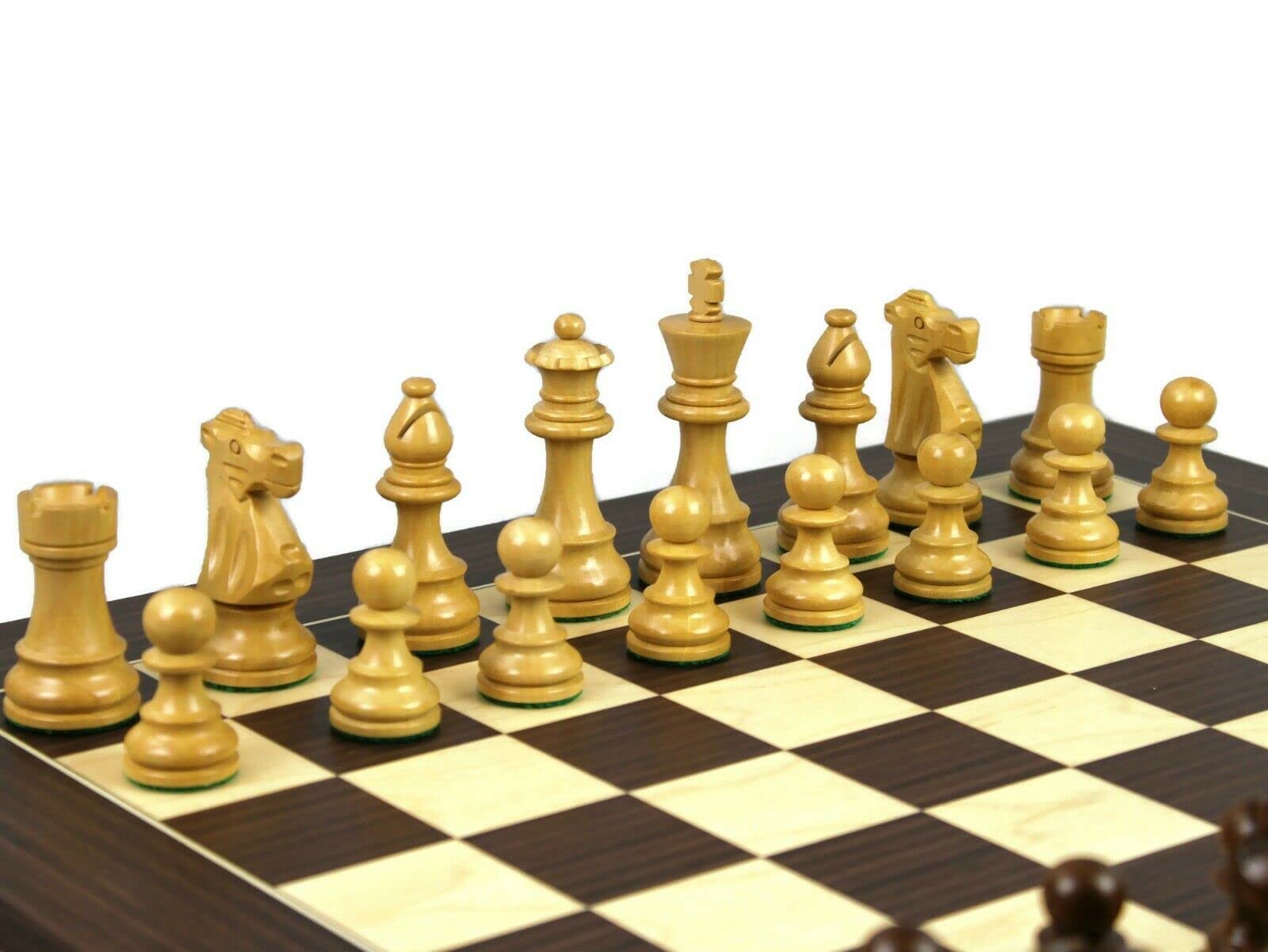Set di scacchi in legno Macassar Tavola da 20 pollici pesato Sheesham Staunton Cavaliere Francese Pezzi 9,75 pollici