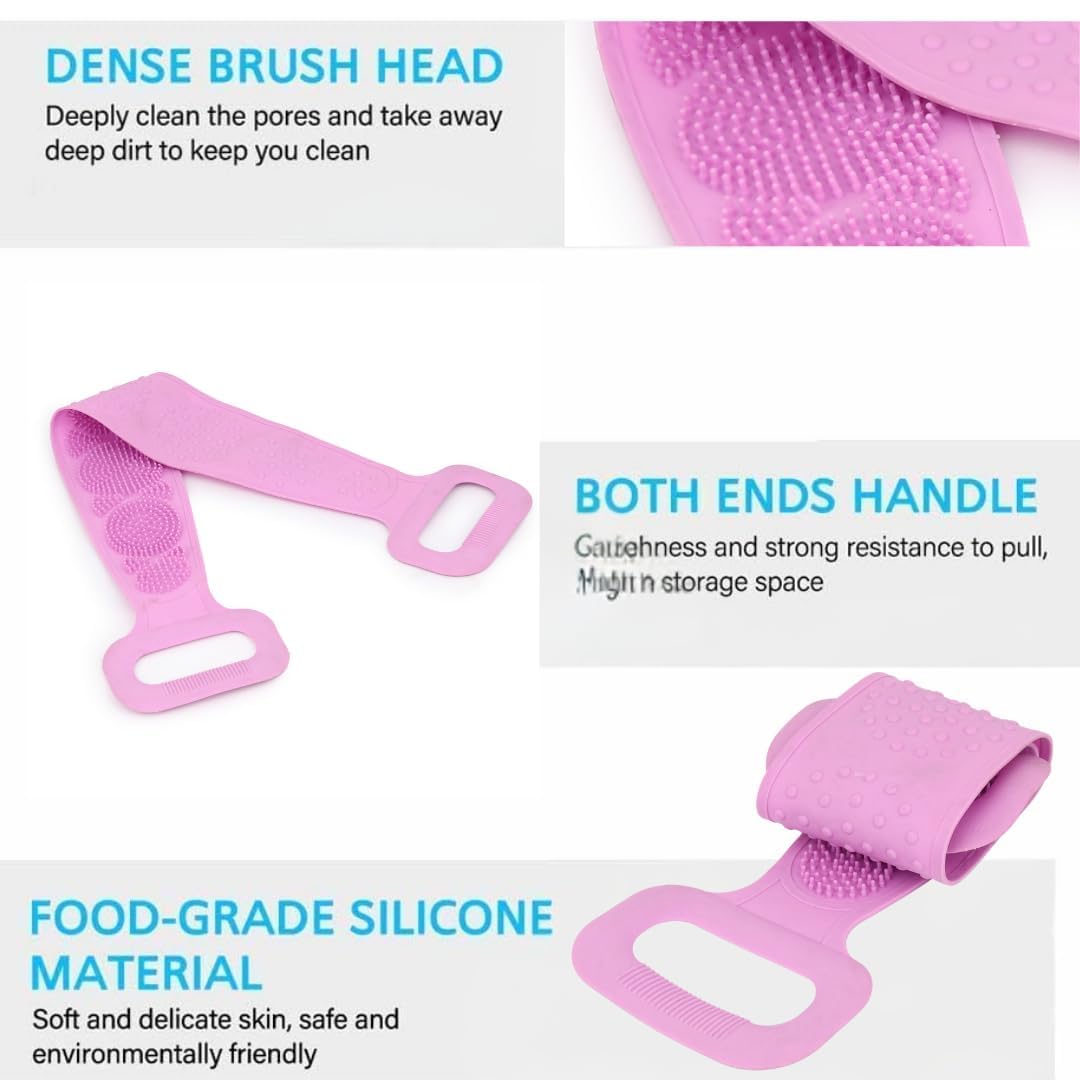 SKYVILLA Silicone Back Body Belt Bath Scrubber -Medium | Unisex Double-Sided Exfoliating Brush for Deep Cleansing & Dead Skin Removal | Soft Massage Bristles | Flexible & Durable Shower Strap 2