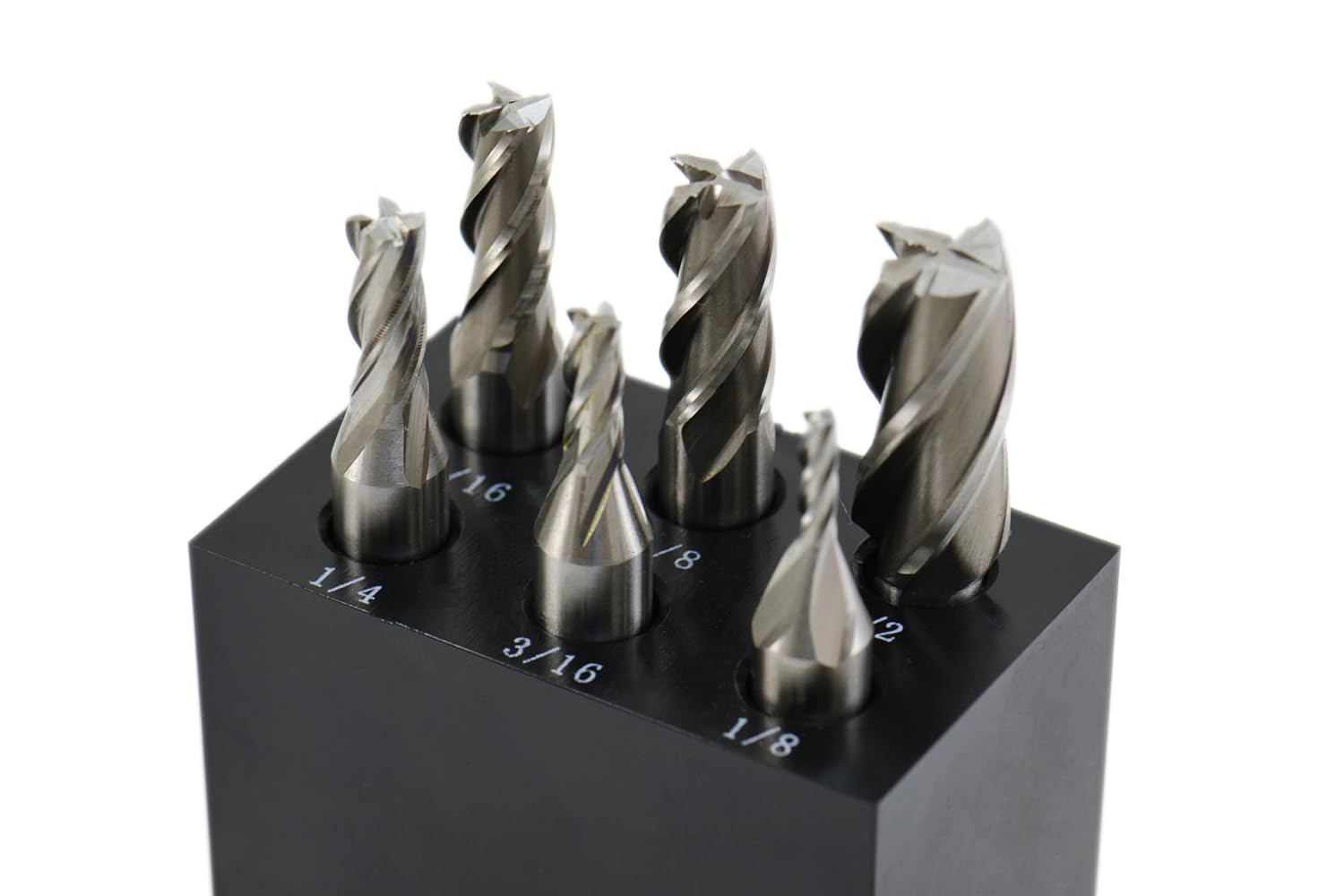 Shars 1/8-1/2" 4 Flute Uncoated HSS Single End Center Cut End Mill Set 6PCS 404-5900 !