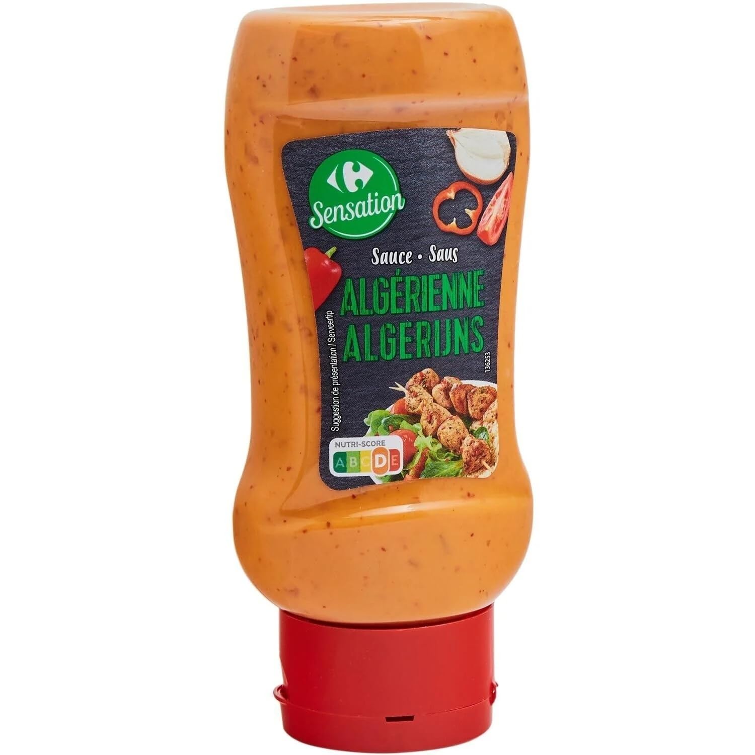 CARREFOUR SENSATION - Sauce Algérienne - Aux Oignons et Purée de Tomates · Piquante - Le Flacon de 355g - Le Lot De 4