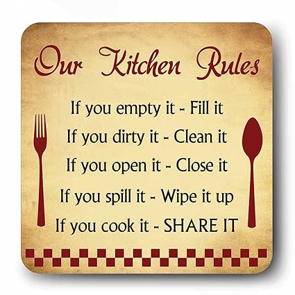 Giftcart Fridge Magnet in Our Kitchen Rules Fridge 9 X 9 cm, Best Fridge Magnet, Magnet for Fridge Door, Stickers for Fridge Magnet, Fridge Magnet Kitchen Rules