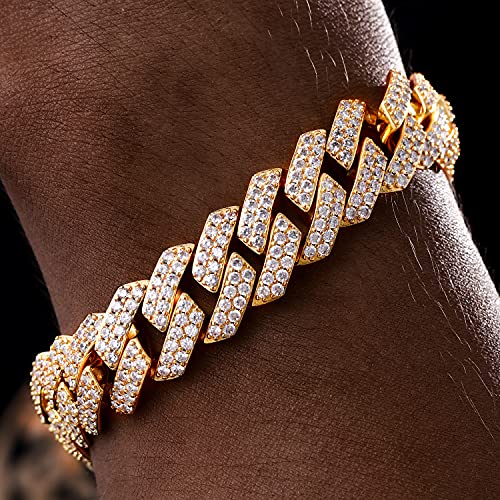 Pulsera 15mm Cuba con Diamantes Iced Out Oro 18K miniatura 3