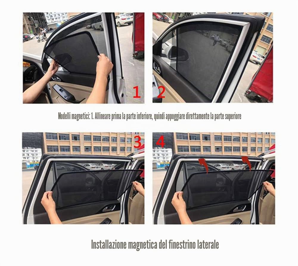 Tendine Parasole Auto, per Jeep Compass 5TH 2017-2023 su Misura Contro Protezione Raggi UV Intimità Pieghevole Portabile Decorare,7pcs Full Set