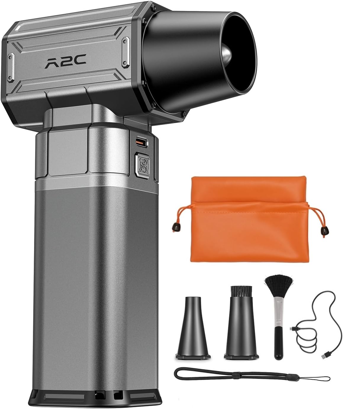 A2C Cordless Mini Air Blower - Upgraded 40mm Motor, 450g Powerful Airflow Compressed Electric Air Duster, Rechargeable & 4-Gear Adjustable Snow Blower for Car, House, Outdoor, Keyboard, Computer, PC