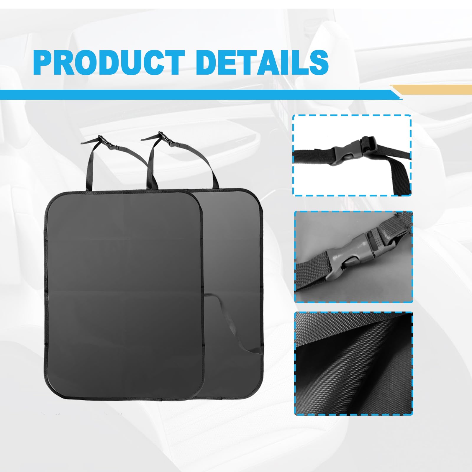 Protection Siège Arrière Voiture – Lot De 2 – Motif Tête De Loup – Taille XL – 3 Poches – Antidérapant – Lavable