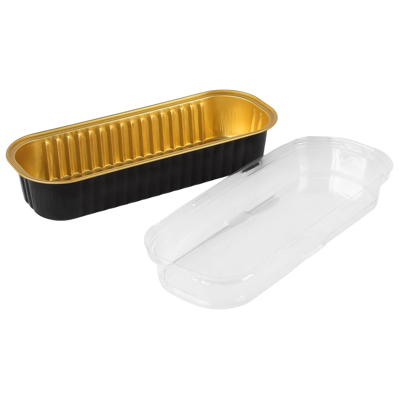200 mini teglie da forno rettangolari con coperchio e cucchiai, 100 set da 200 ml in alluminio con adesivo sigillante per torte, budini, pane