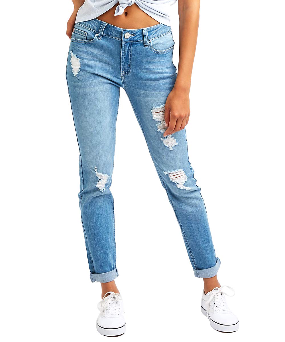 ResfeberWomen's Ripped Boyfriend Jeans Cute Distressed Jeans Stretch Skinny Jeans with Hole