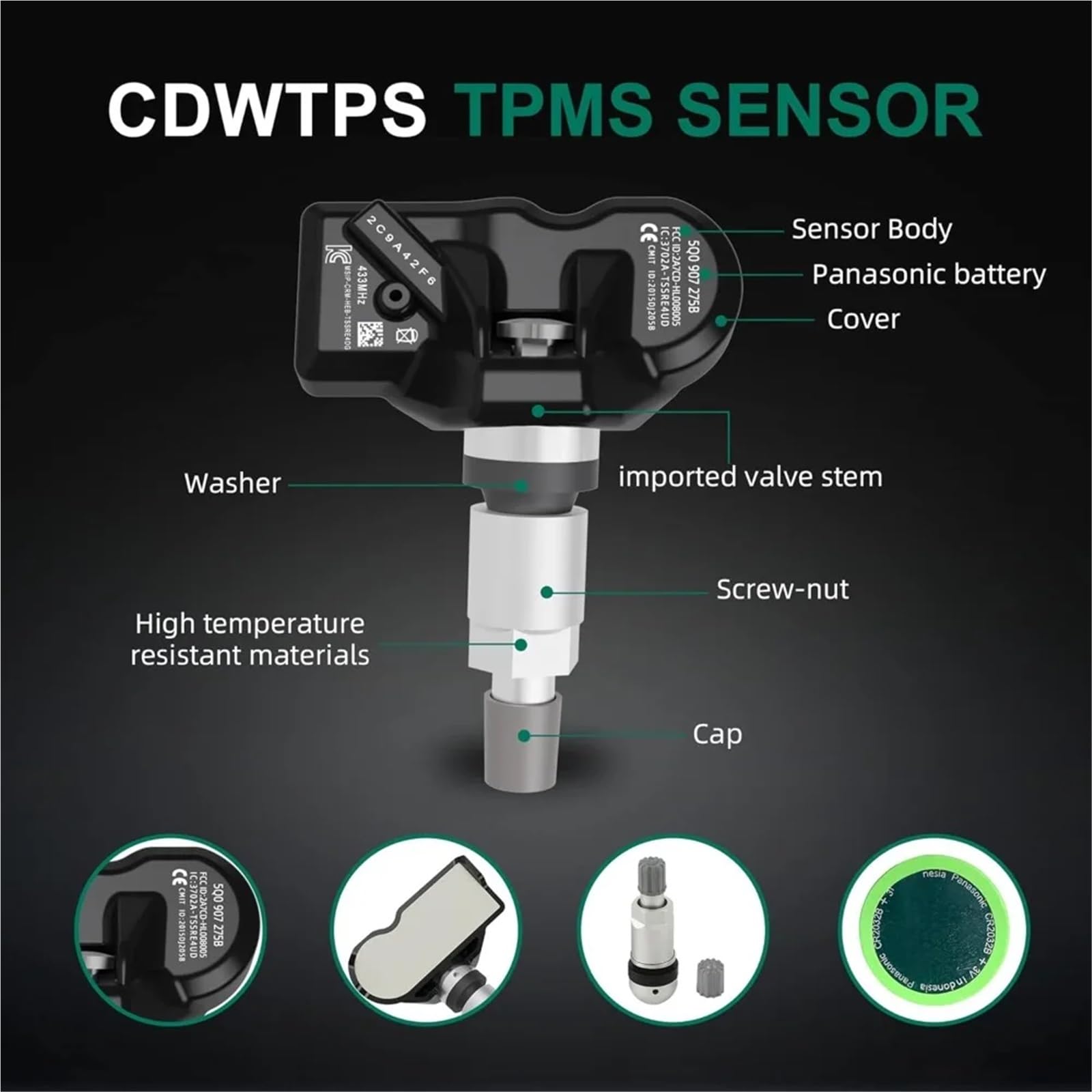 TPMS Con Allarme Dispositivo di monitoraggio del sensore pressione dei pneumatici TPMS 4 pezzi 4M0907273B per AUDI A3 A4 B9 Q2L Q3L 2018-2022 Servizio post-vendita