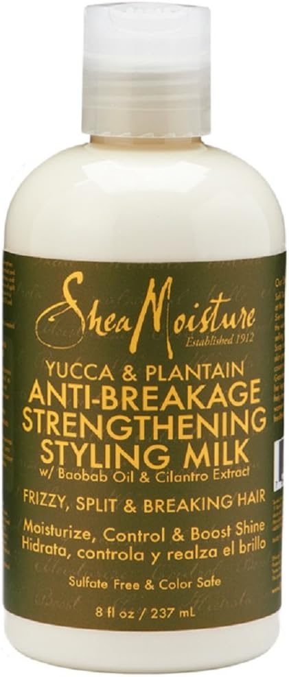 SheaMoisture Styling Milk Heat Protectant for Frizz Yucca & Plantain Heat Protectant with Shea Butter 8 oz
