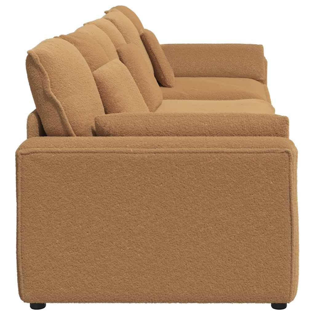 Sofá modular con cojín beige, tapizado en tejido de lana de cordero, 324 x 105 x 64 cm, sofá de 3 piezas con reposabrazos, asiento y respaldo
