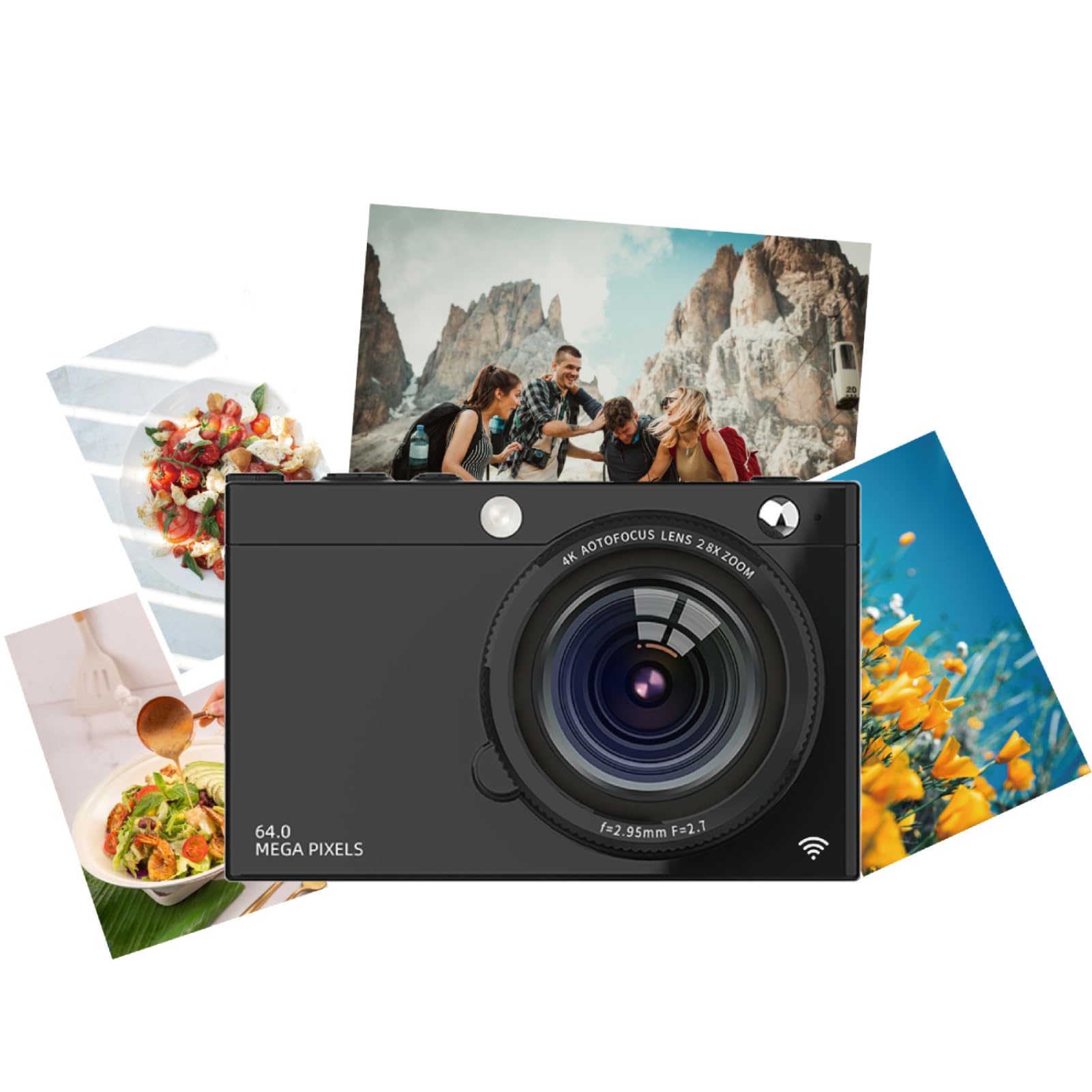 Fotocamera Digitale 4K, Fotocamera per Vlogging con Messa a Fuoco Automatica da 64 MP, Zoom Digitale 28X, Filtro retrò, Lettore Musicale, WiFi, modalità Bellezza, Compatibile con