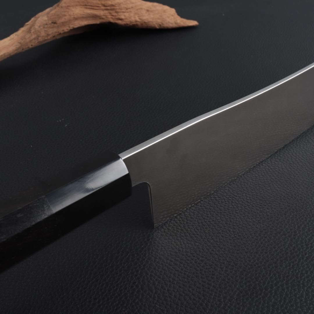 10868切付け牛刀 7寸 刃渡り210mm 刺身包丁 両刃 黒檀黒水牛角八角柄 6256 切付牛刀 尺一 本刃付け 刺身包丁 両刃 黒檀黒水牛角