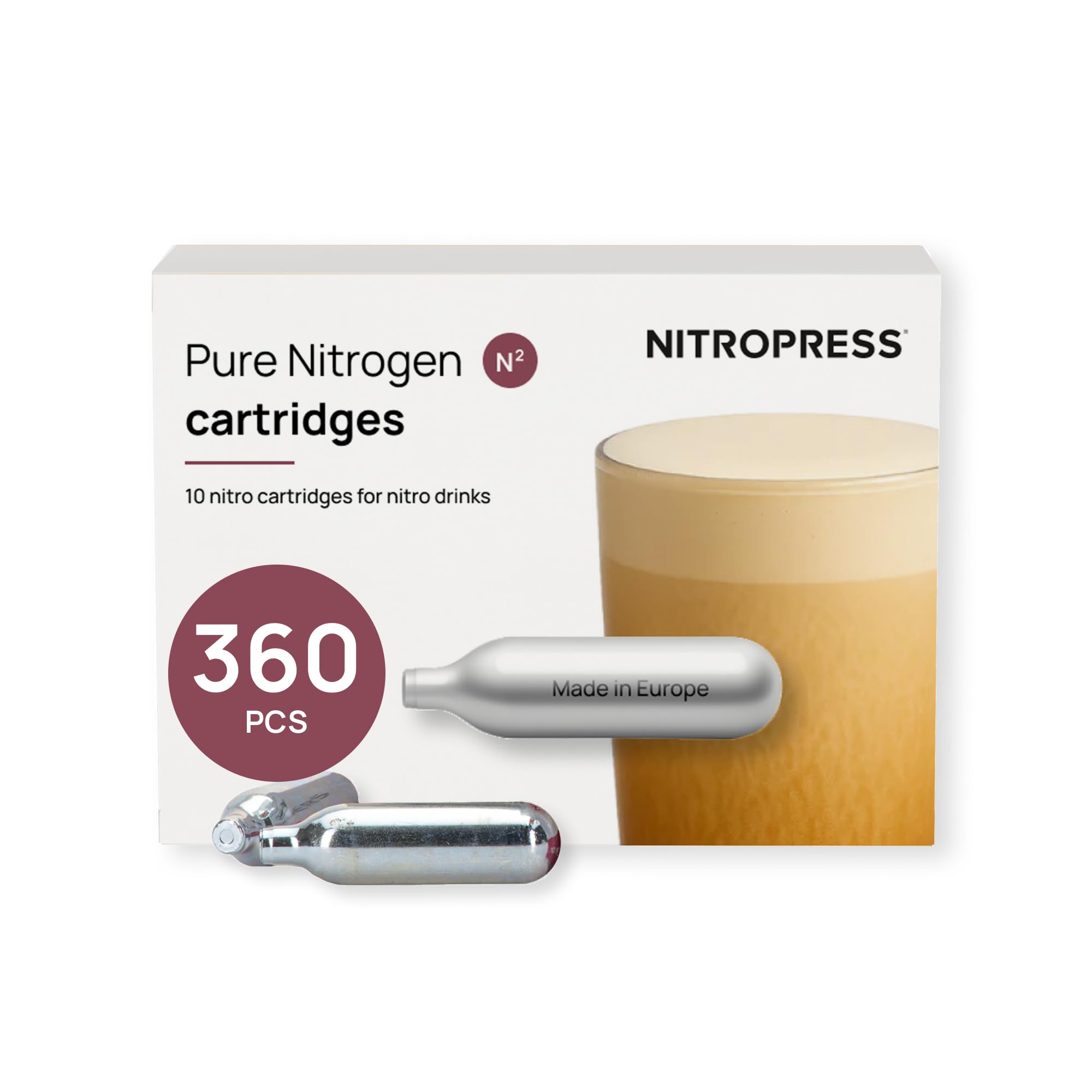 Sponsored Ad - NitroPress Pure N₂ Nitrogen Cartridges - (NOT FOR WHIPPED CREAM) 10, 20, 30, 40, 360 Food-Grade Nitrogen Chargers for Nitro Cold Brew Coffee, Cocktails, Tea, Matcha | Use with Original NitroPress