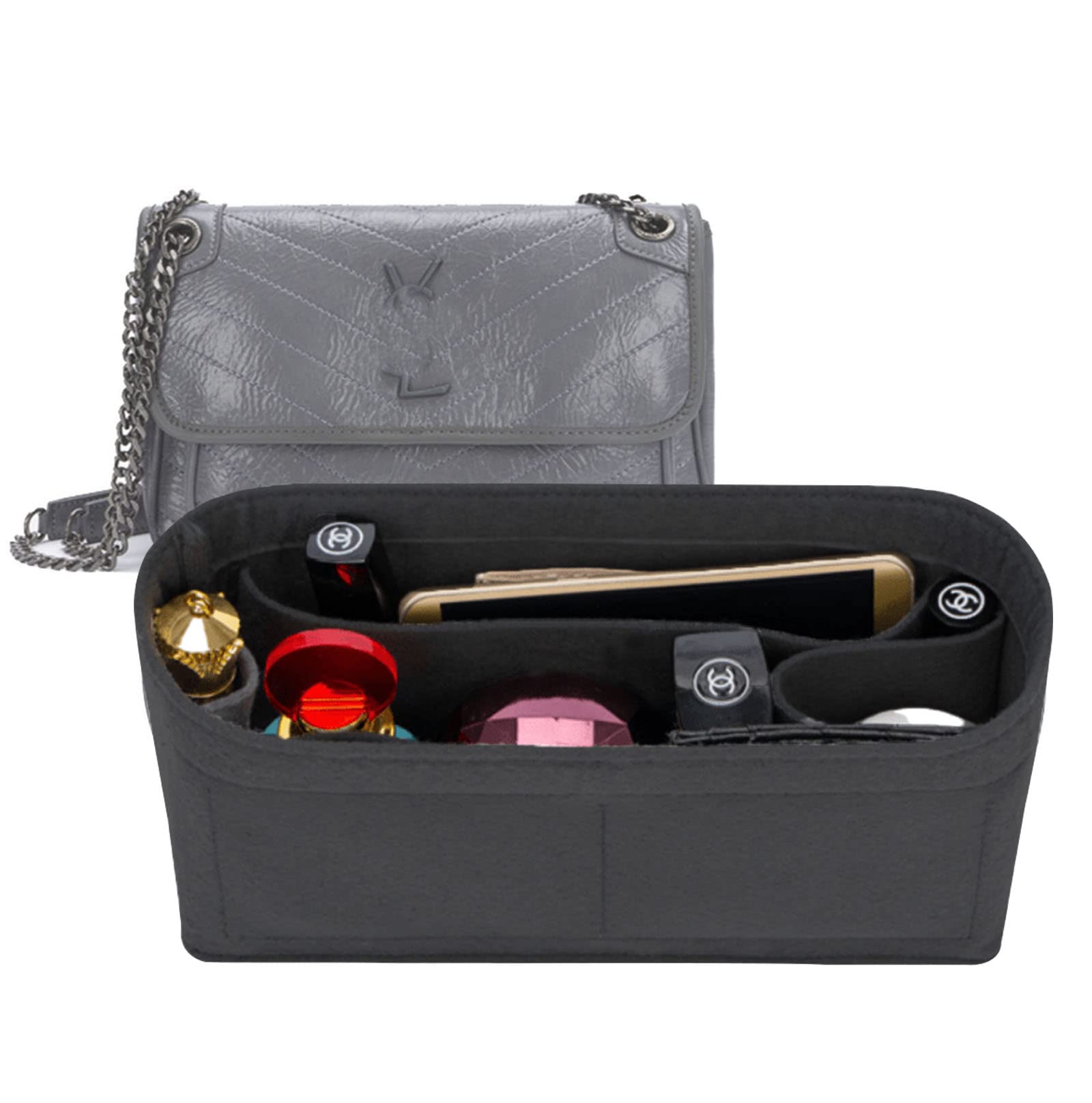 LckaeyLckaey Purse Organizer Insert for NIKI 32 bag tote Saint organizer for Vagabond Bag insert 2043black-L