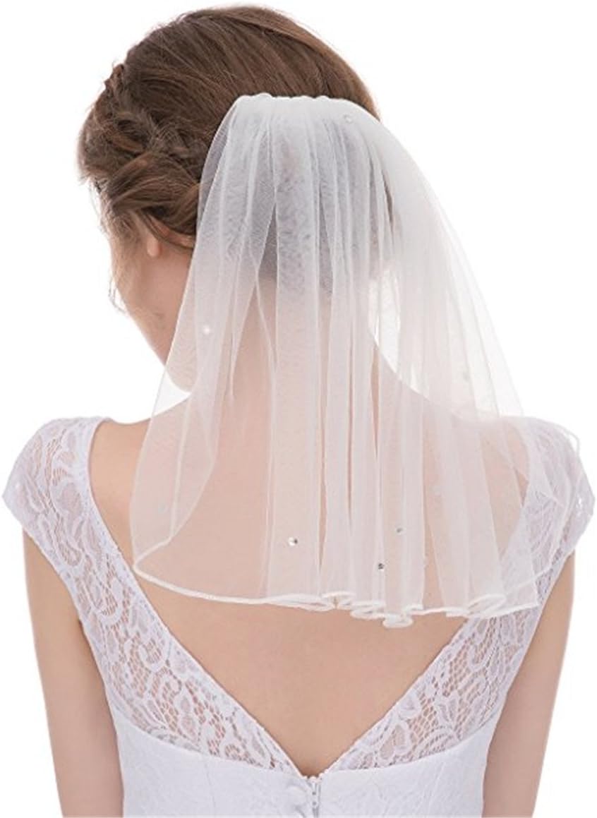 Lestacy Bridal Collection Short Satin Ribbon Edged Veil