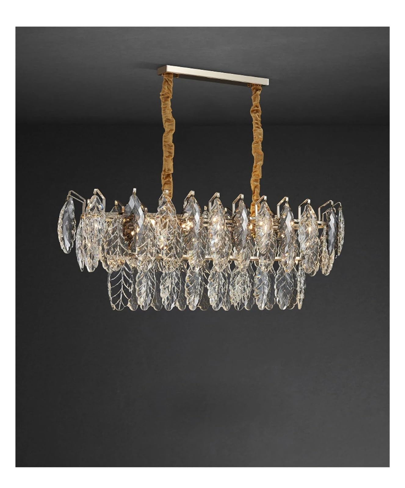 KLXSIVU LED Dimmable Crystal Goose Feather Gold Silver Lustre Chandelier Lighting Suspension Luminaire Lampen for Dinning Room