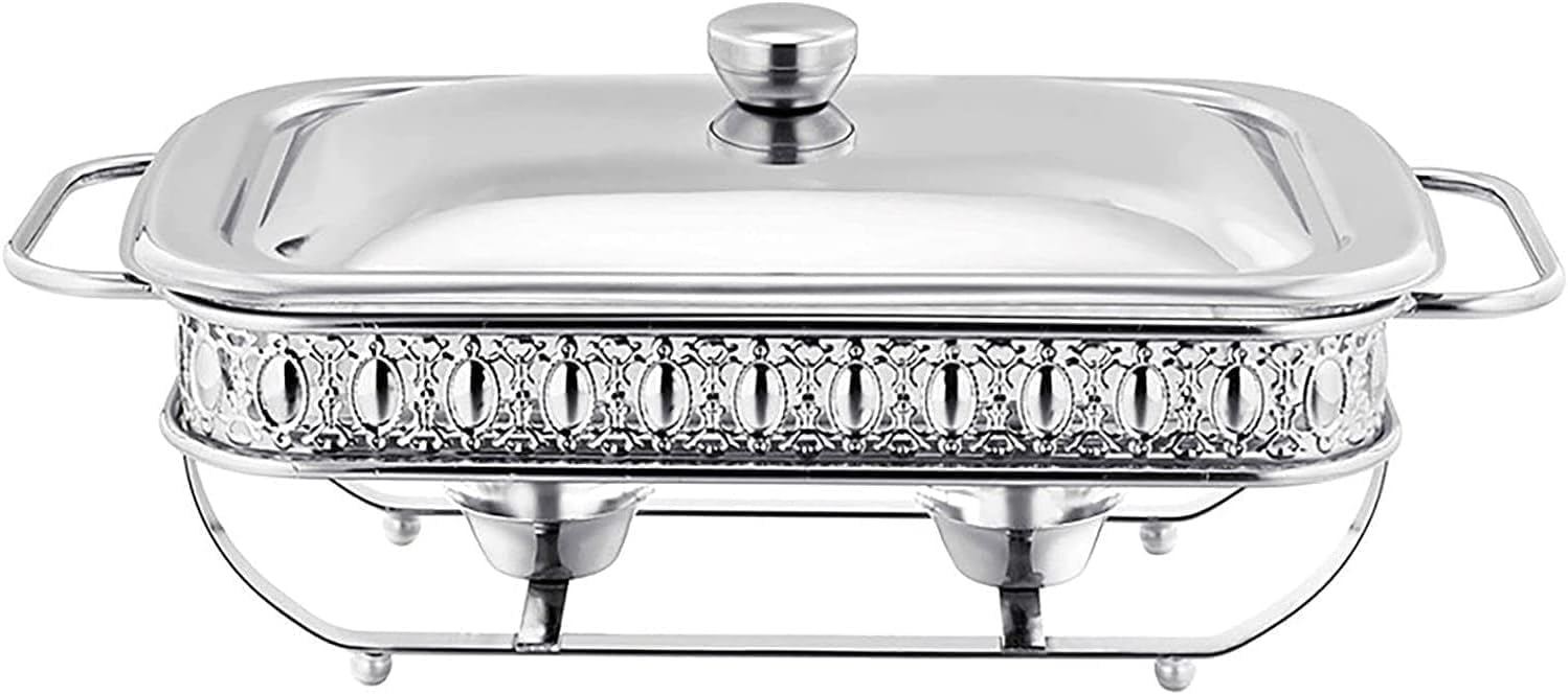 Stainless Steel Rectangular Chafer Pans, Chafing Dishes Set for Catering Buffet Warmer, for Buffet Catering Kitchen Party,2L,Gold (Silver)
