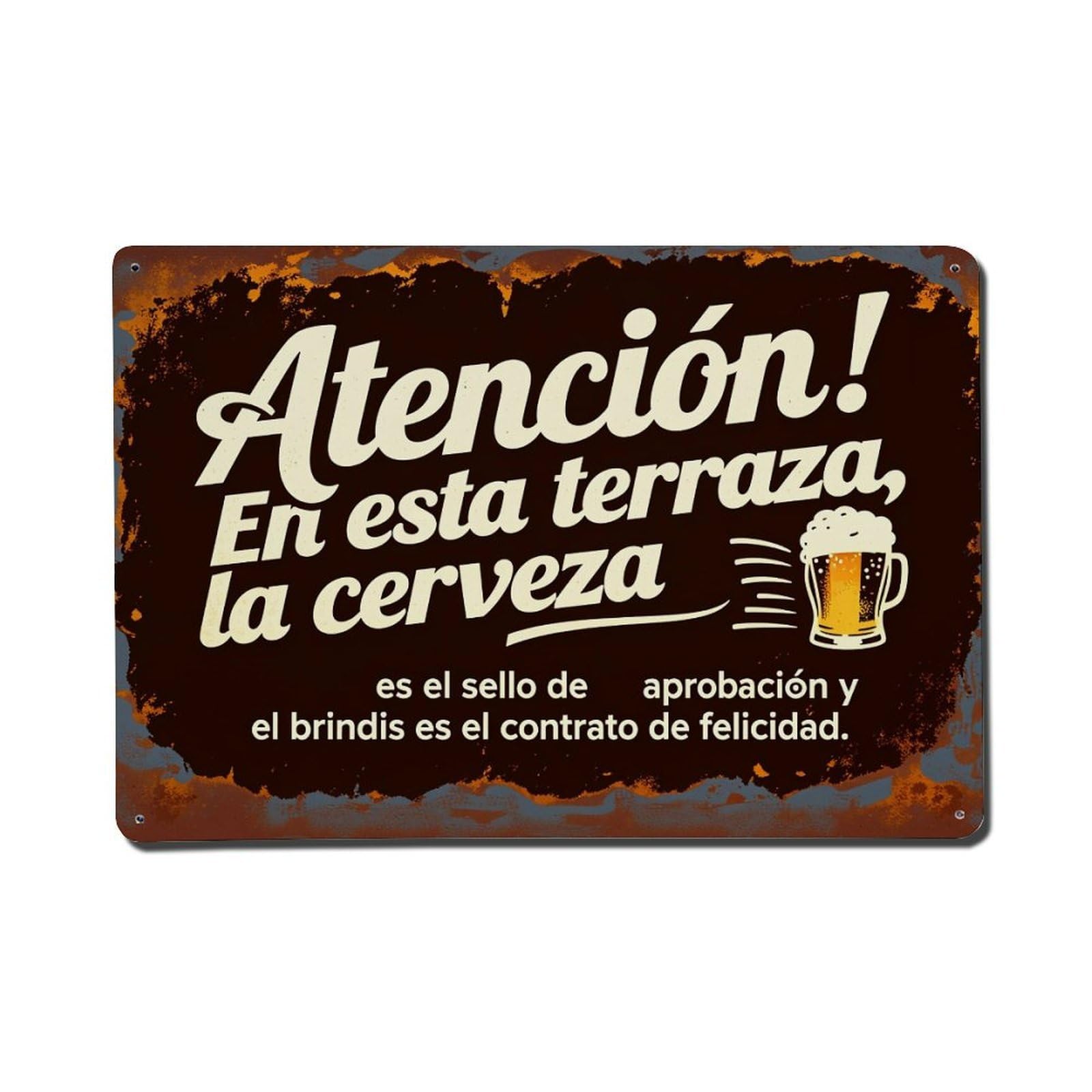 Enderetf Vintage Attention On This Terrace The Beer Tin Sign Metal Poster, Home Bar Garage Man Cave Cafe Indoor & Outdoor Wall Decoration 8X12inches
