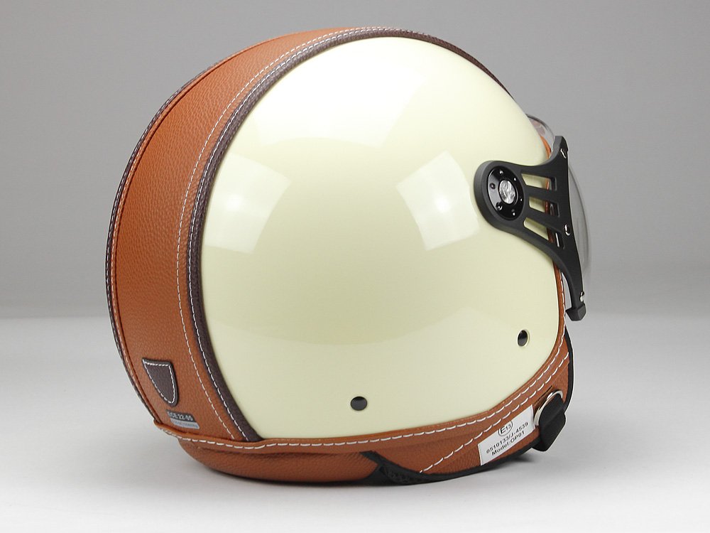 BNO-PL28 Jethelm Beige glänzend + Braun, Motorradhelm, Schutzhelm Helm S - XL