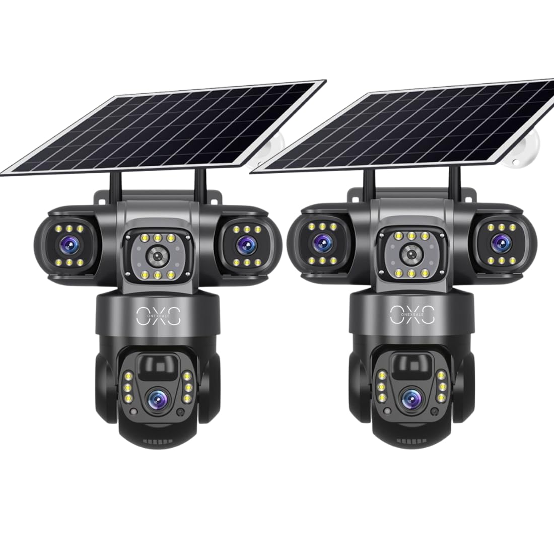 4G Solar Security Camera (Pack of 2) – Triple Lens 3MP, 360° PTZ, Color Night Vision, Auto-Tracking Human Detection, Two-Way Audio, 18000mAh Battery, IP66 Waterproof Wireless Outdoor CCTV, No WiFi