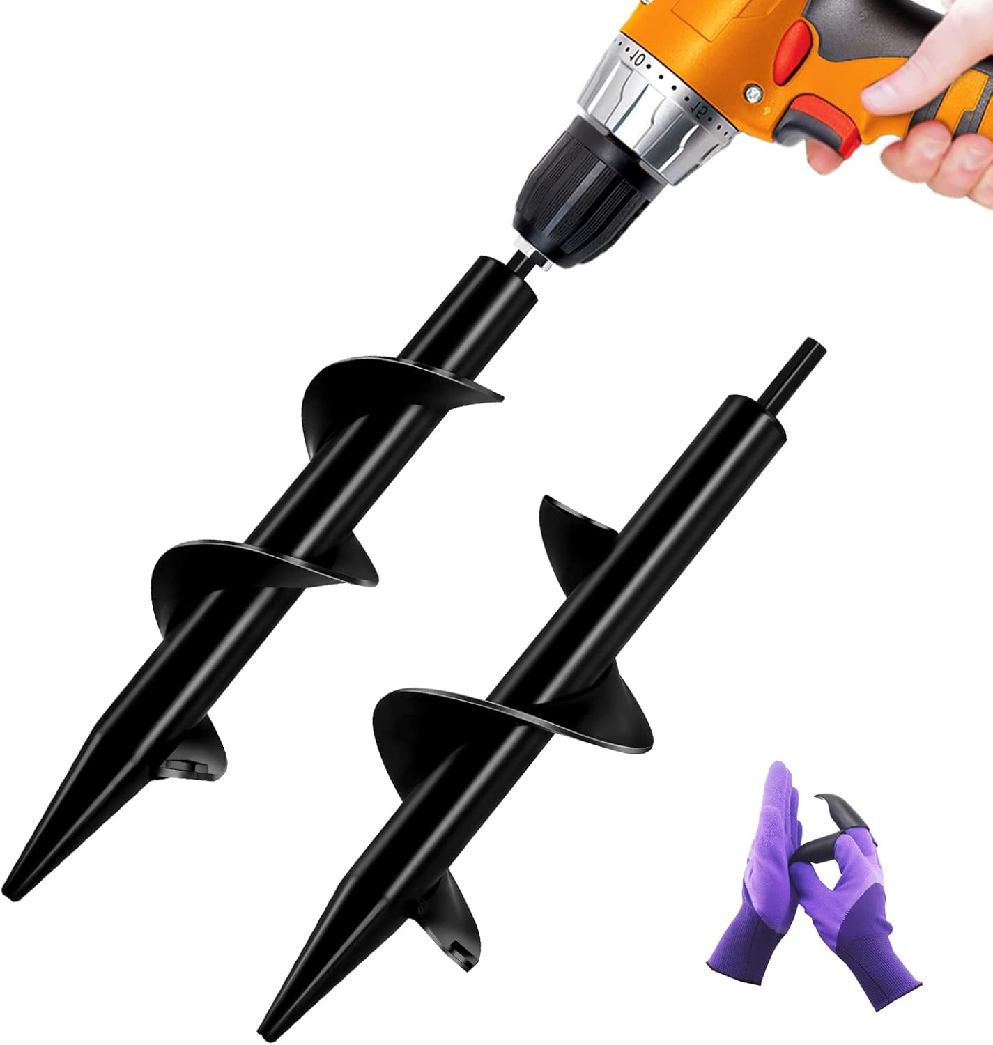 LONGRUN Auger Drill Bit, Power Planter Auger Post Hole Digger for 3/8 Inch Hex Drive Drill, Garden Auger Spiral Drill Bit for Planting, Bedding Plants, Umbrella Holes 2.4 x12 Inch & 3.14 x12 Inch Set : Patio, Lawn & Garden