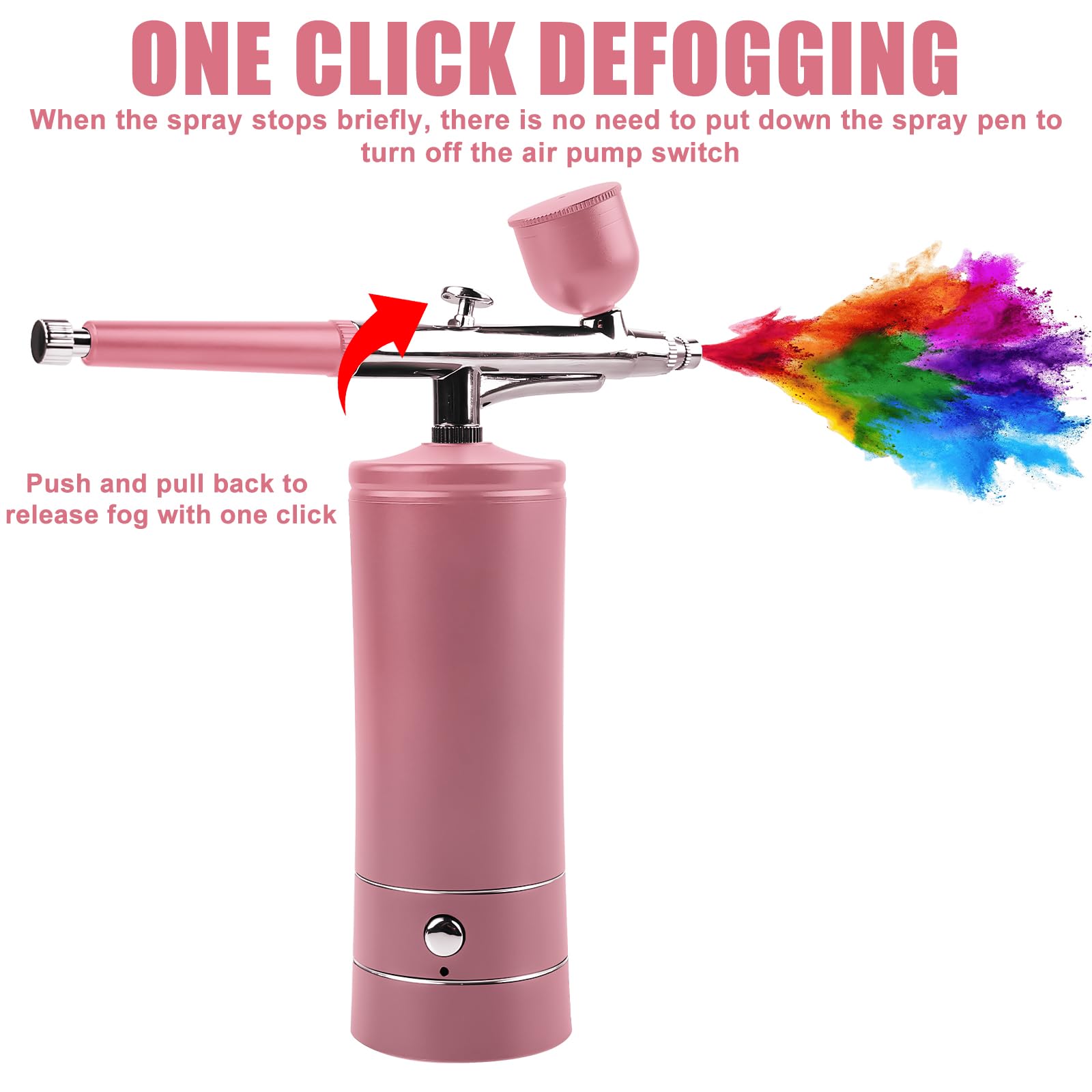 Kit aerografo portatile, pistola a spruzzo portatile ricaricabile con spazzola, mini spazzola ad aria con compressore per nail design, decorazione di torte, trucco, modellazione di tatuaggi (rosa)