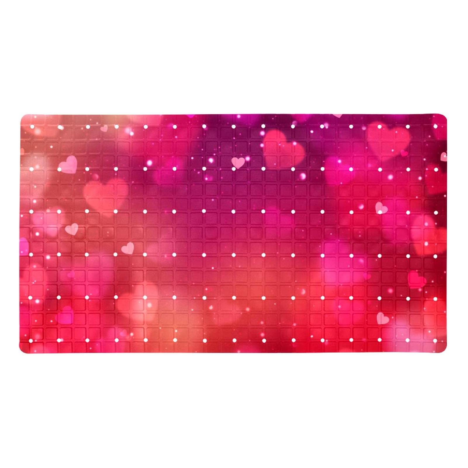 Tapis de bain antidérapant cœur rouge rose douche ventouse