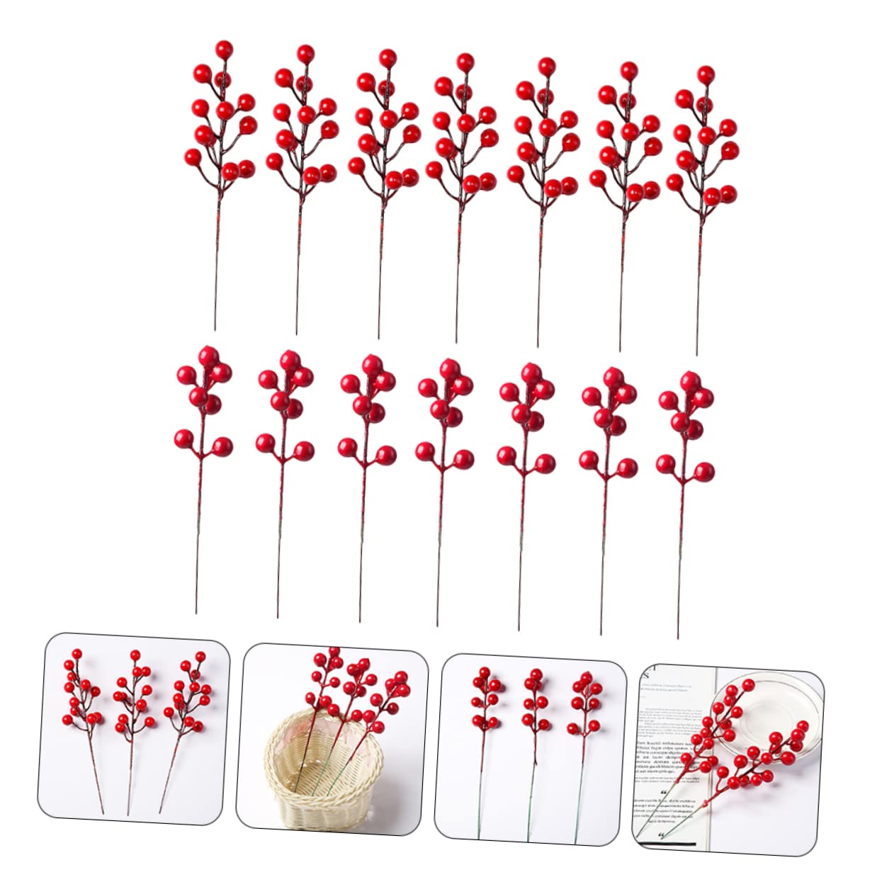 PRETYZOOM 40 Piezas Pasta de simulación decoración de Mesa decoración del árbol de Navidad Artificial Flowers Christmas Tree Decorations Frutos Rojos Artificiales Adornos de