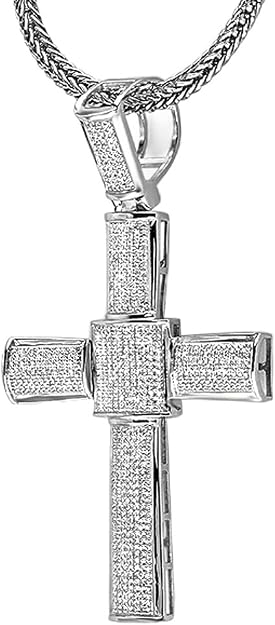 Dazzlingrock Collection Diamond Cross Pendant - 0.32 Ct White Diamonds, Sterling Silver, 18" Chain - View #5