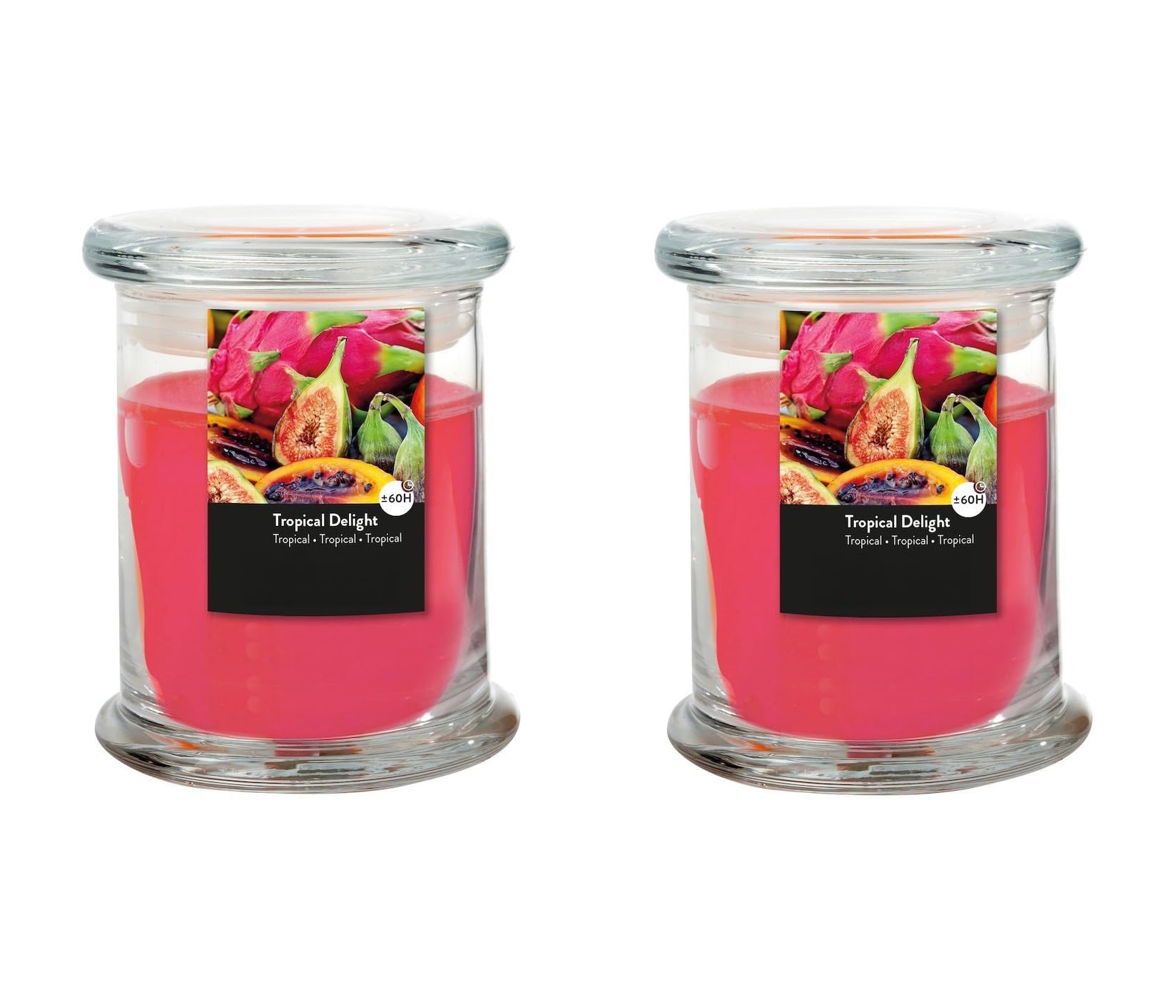 Świeca zapachowa w szkle – świeca, adwentowa, zapach do pomieszczenia – bez sadzy – czas palenia: 60 godz. – wiele zapachów zapachowych – 9,0 x 11,0 cm (czerwona – zapach: owoce tropikalne)