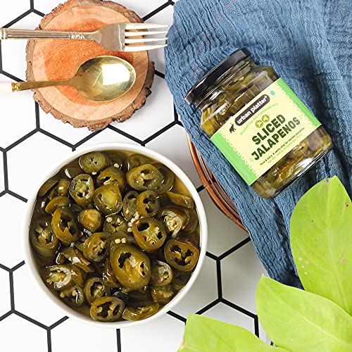 Image of Urban Platter Sliced Jalapenos, 340g [ Tangy & Spicy. Great Topping for Pizza, Tacos, Nachos. ]