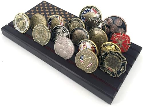 WOERDA Exhibición de monedas de desafío de 6 filas con bandera americana