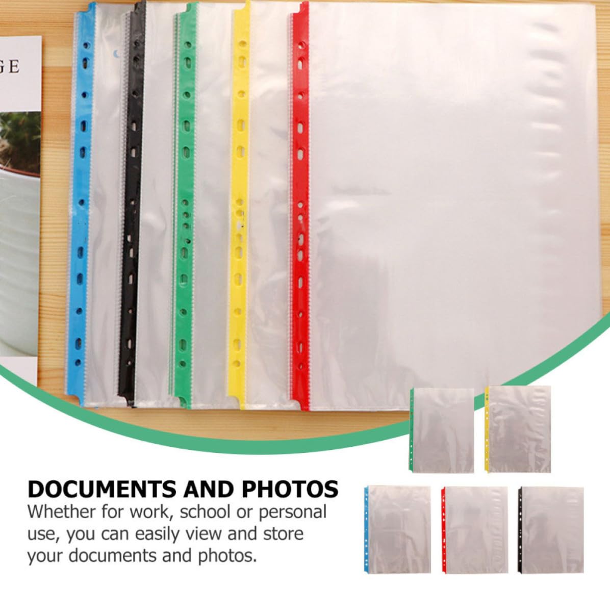 Protège-pages A4 Transparent à 11 Trous en Pp, Lot de 100 Pièces, Protège-documents Antistatique pour Bureau et Usage Personnel
