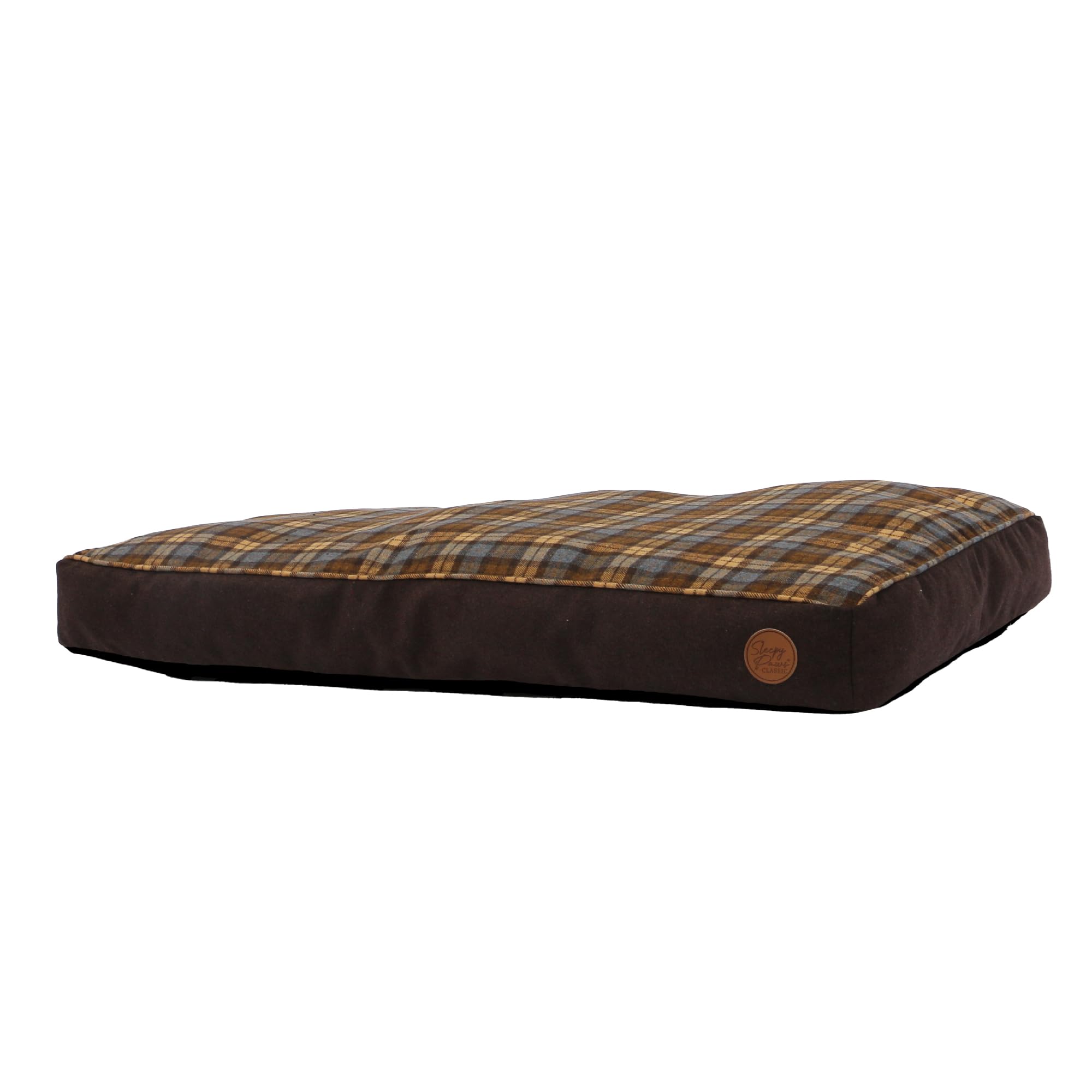 Ancol Dog Mattress in Brown and Blue Tartan - Comfortable Pet Accessory with Removable Outer - Puppy Cat Mat Sleeping Place - 100 x 70cm